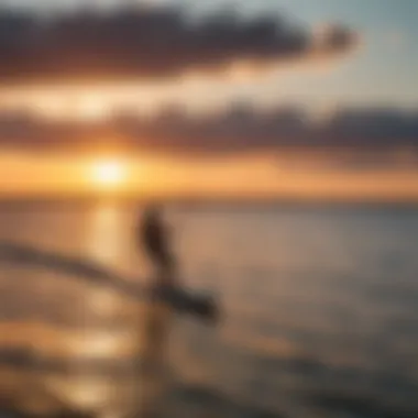 A breathtaking sunset view over a kiteboarding spot in Michigan, showcasing the serene atmosphere.