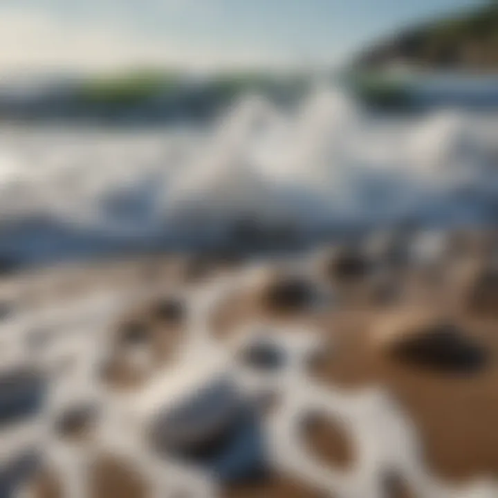 Close-up of ocean foam and pebbles on a shore