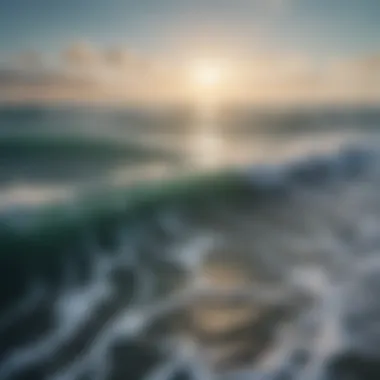 A peaceful ocean horizon with sound waves illustrated