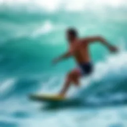 Dynamic surf scene showcasing O'Neill board shorts in action