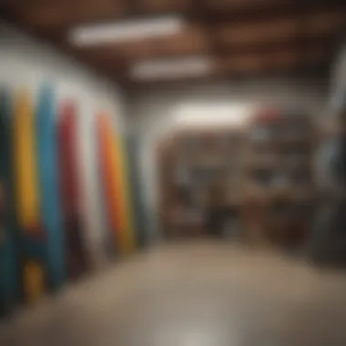 Efficiently arranged surfboards in a garage setting