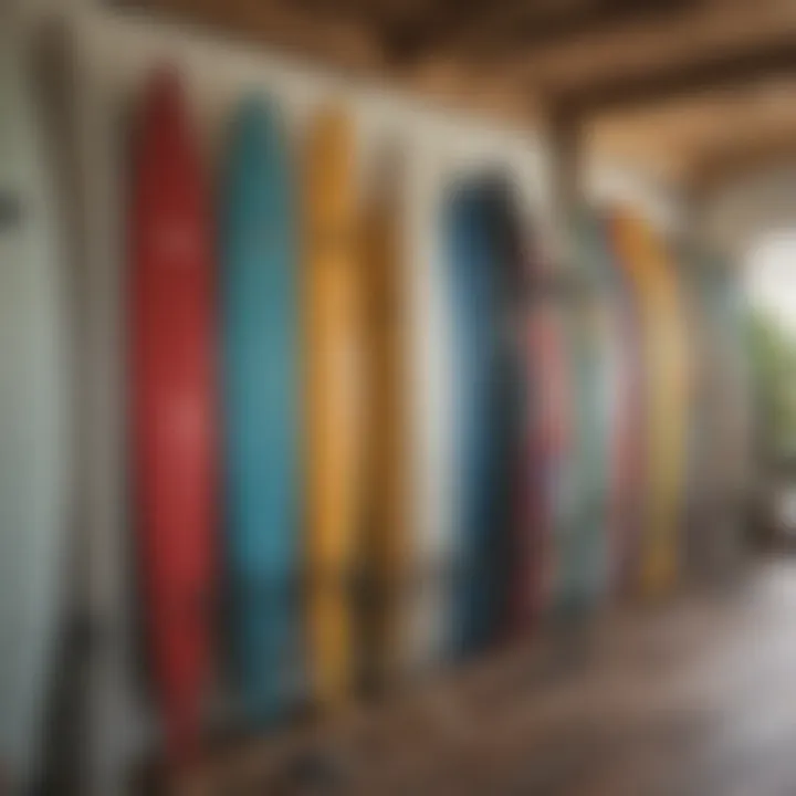 Stylish surf rack showcasing multiple surfboards