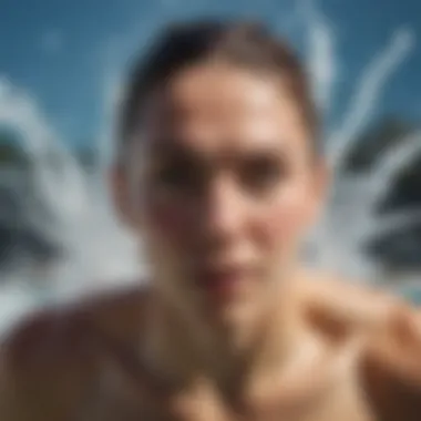 Illustration of a swimmer with water splashing around the ears