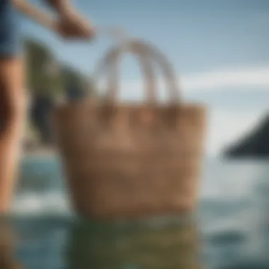 Roxy straw bag being used for aquatic activities