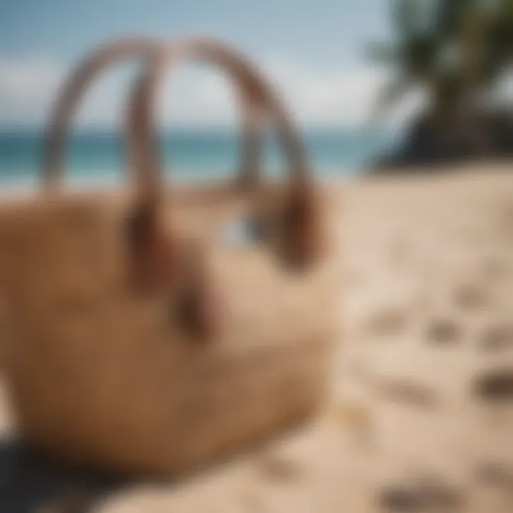 Roxy straw bag on a beach setting