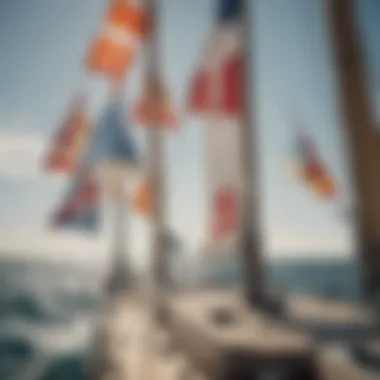 Diverse Sail Race Flags Collection A collection of various sail race flags displayed on a yacht