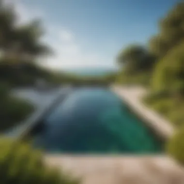 Tranquility of Salt Water Pools A serene salt water pool surrounded by lush greenery