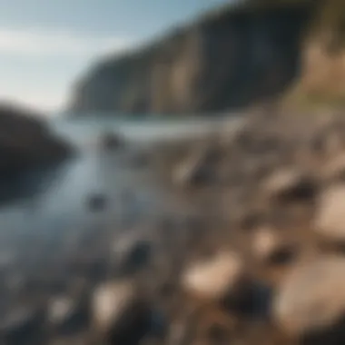 A scenic view of a rocky shoreline