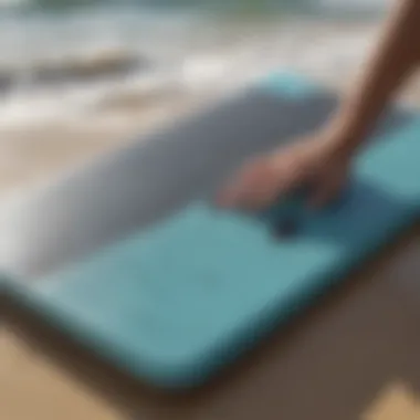 Close-up of a slick bottom boogie board's material