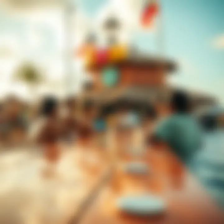 Community gathering and fun activities at the Sun Bum Sand Bar.