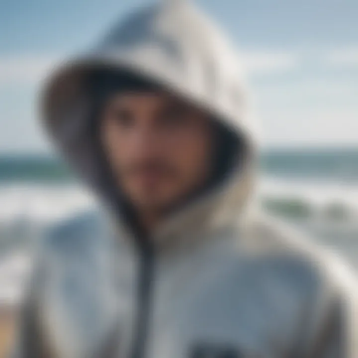 Close-up of eco-friendly materials used in surf changing hoodies