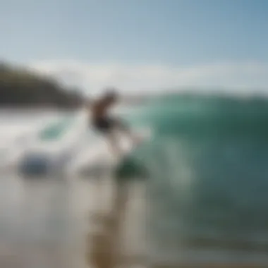 A stunning view of a surfer catching a wave at Playa Tamarindo