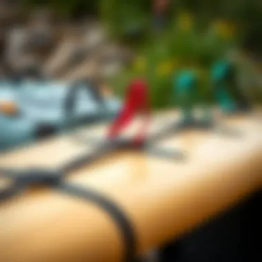 Different types of surfboard tie down straps displayed