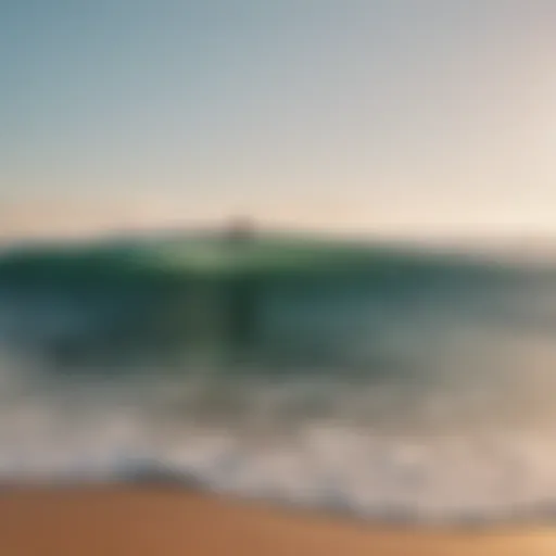 Surfing at sunrise on a pristine beach