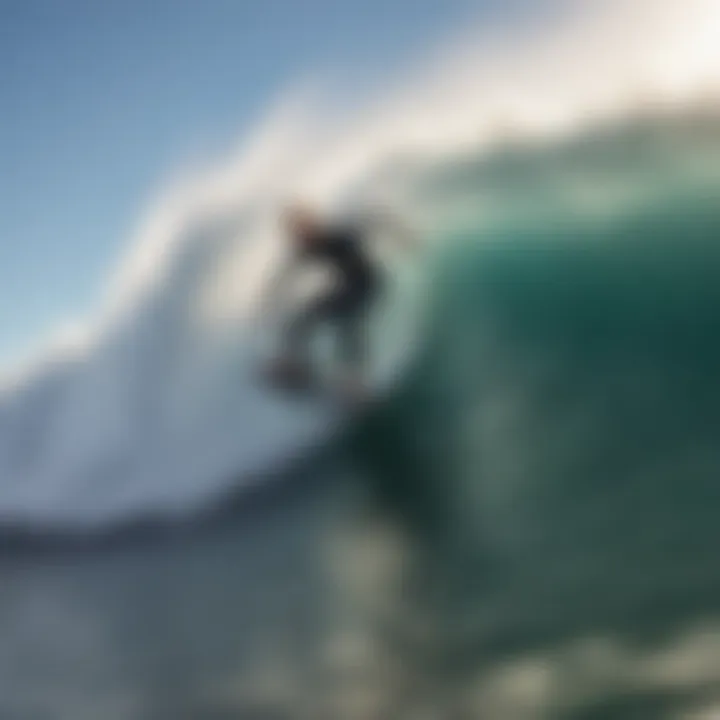 Dynamic bodyboarder carving through a wave