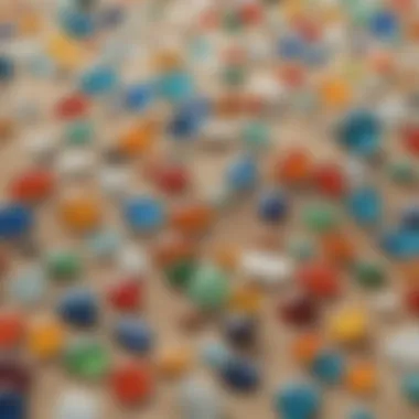Dazzling Array of Natural Sea Glass A collection of assorted colorful sea glass pieces gathered on a sandy beach