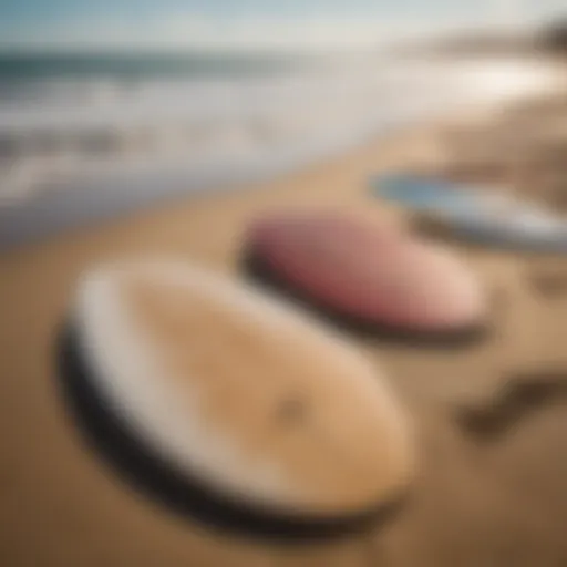 A collection of premium skimboards on a sandy beach