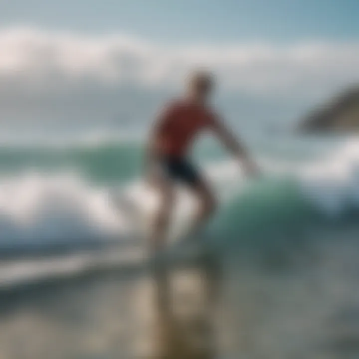 Surfer checking watch during a session