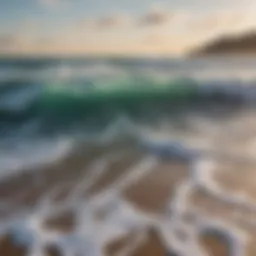 Tranquil ocean waves lapping against a serene beach