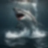 A majestic great white shark gliding through the ocean depths.