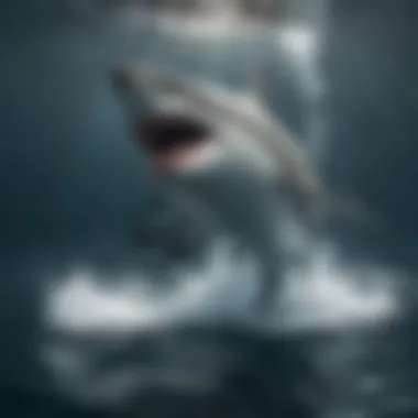 The Great White: Apex Predator of the Seas A majestic great white shark gliding through the ocean depths.