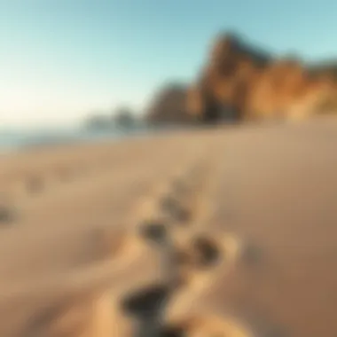 Footprints in the sand leading to the sea