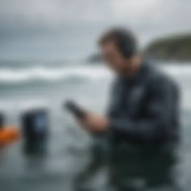Technology in Ocean Sound Research An acoustic researcher using advanced technology to capture ocean sounds.