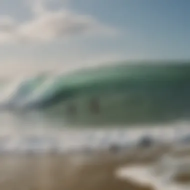 A group of surfers enjoying waves at the Outer Banks