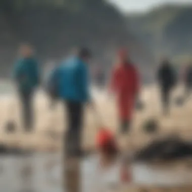 Community members engaging in a beach clean-up