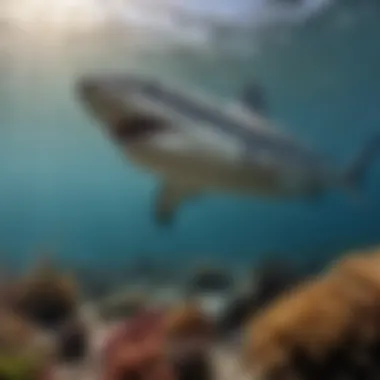 Sharks' Role in Marine Ecosystems A majestic shark in its natural habitat, demonstrating its role in the ecosystem.