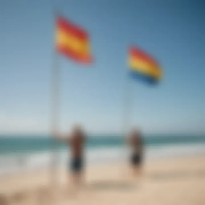 Beachgoers observing flag signals