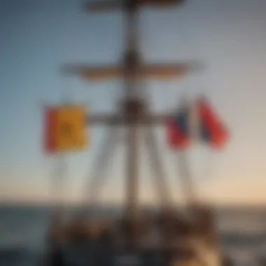 Historical ship signal flags in a nautical setting