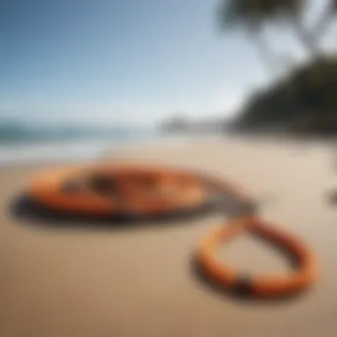 A well-maintained surf leash highlighted in a vibrant beach setting