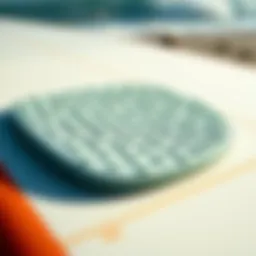 Stomp pad on a surfboard showcasing texture and grip