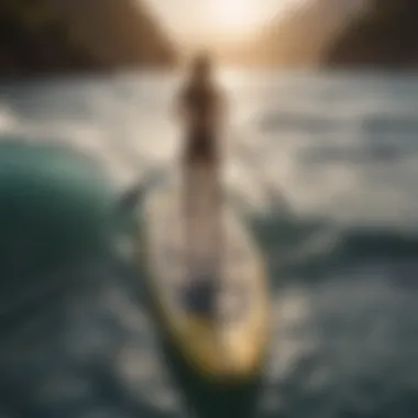 Innovative Paddle Board Design A sleek paddle board with an integrated engine showcasing modern design