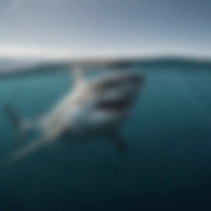 Great white shark swimming majestically in the ocean