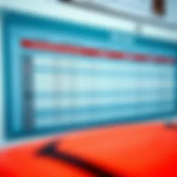 Detailed view of wakeboard fitting chart with measurement indicators