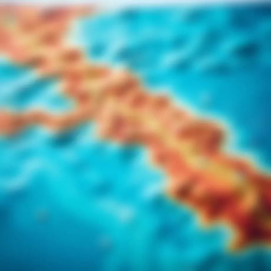 Visual representation of wave height variations on a map