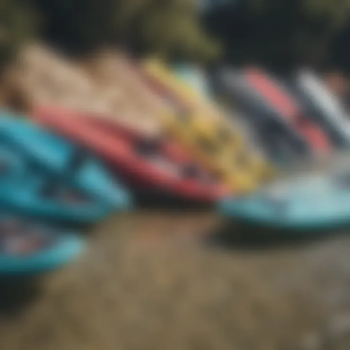 An array of wakesurfing boards showcasing various sizes and shapes