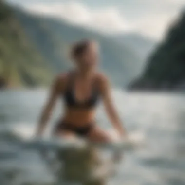 A scenic view of a woman enjoying watersports without discomfort