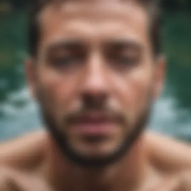 Close-up of a person engaged in deep breathing exercises outdoors