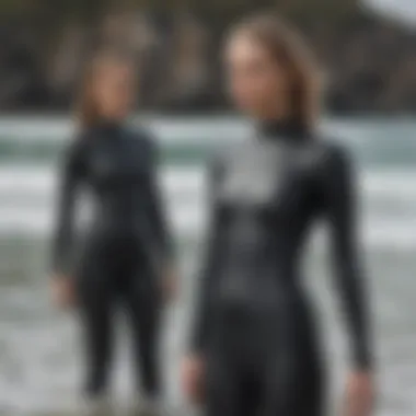 Close-up of different wetsuit fits showcasing flexibility and comfort.