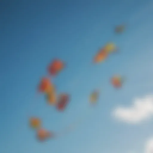 Vibrant kites soaring in a clear blue sky